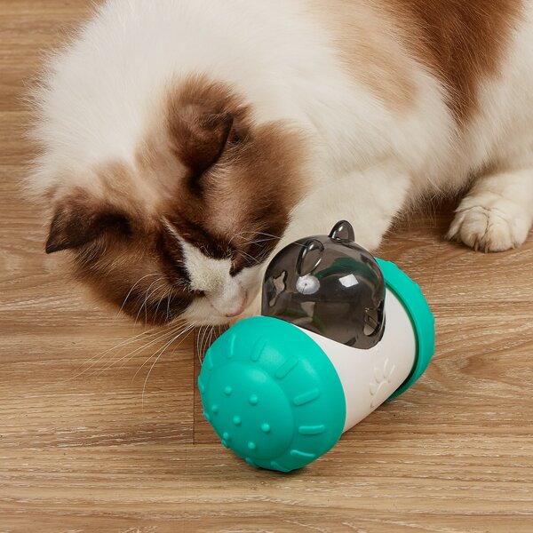 

1pc Cartoon Design Pet Food Leaking Toy, Blue