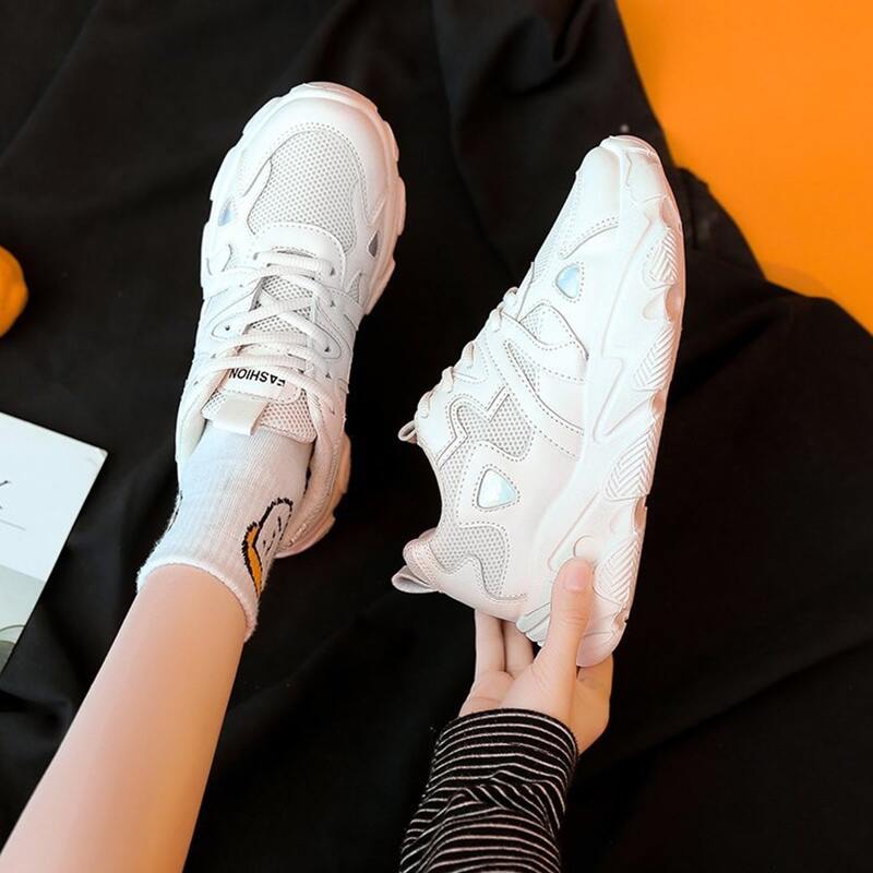 

Lace-up Mesh Chunky Sneakers, White