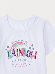 SHEIN Young Girl 3 Packs Cartoon And Letter Graphic Tee - Multicolor - View 7