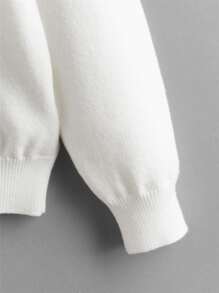 Girls Turtleneck Solid Jumper - White - View 4