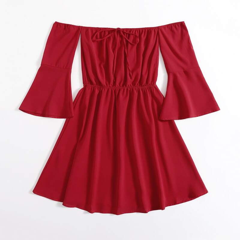 

Off The Shoulder Knot Dress, Red
