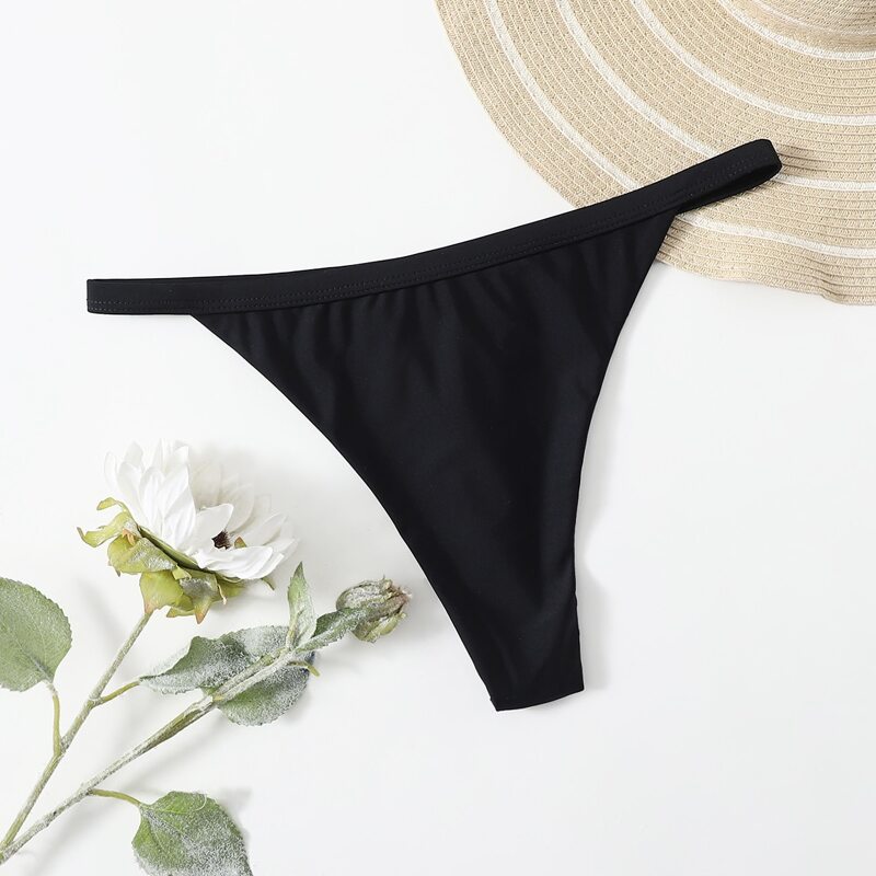 

Solid Tanga Bikini Bottom, Black