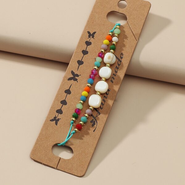 

Stone Decor Layered Bracelet, Baby blue