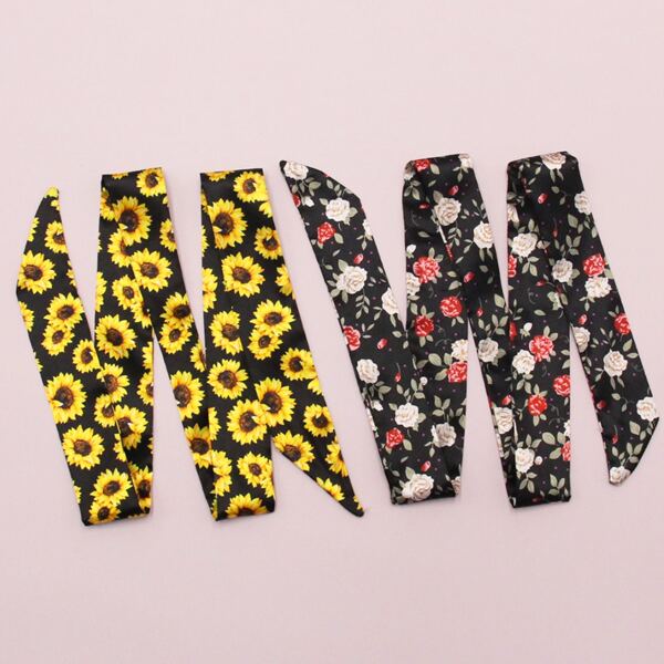 

2pcs Floral Twilly Scarf Design Watchband Without Watch, Multicolor