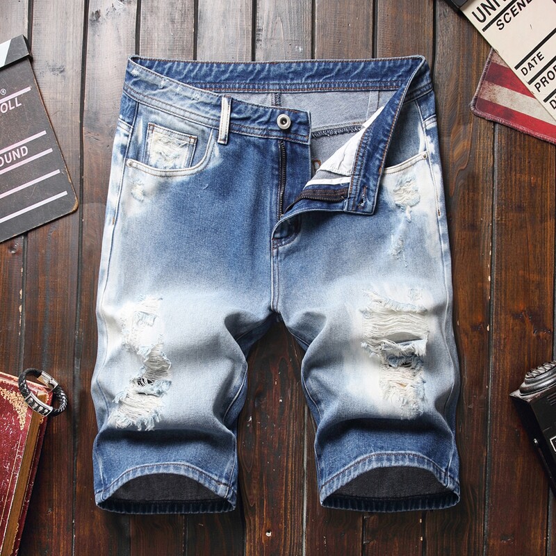 

Guys Ripped Washed Denim Shorts, Medium wash