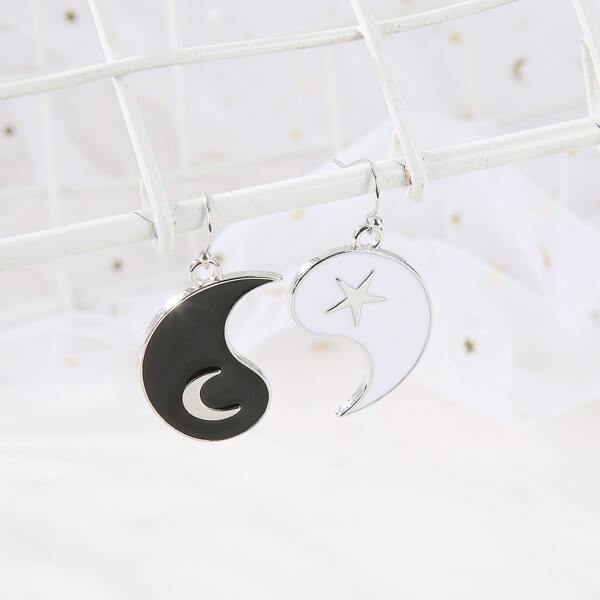 

Yin & Yang Drop Earrings, Black and white