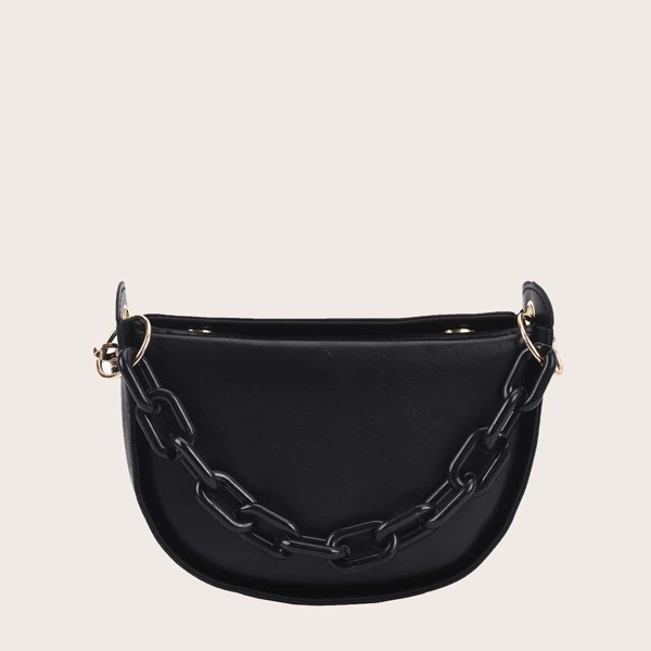 

Chain Satchel Bag, Black