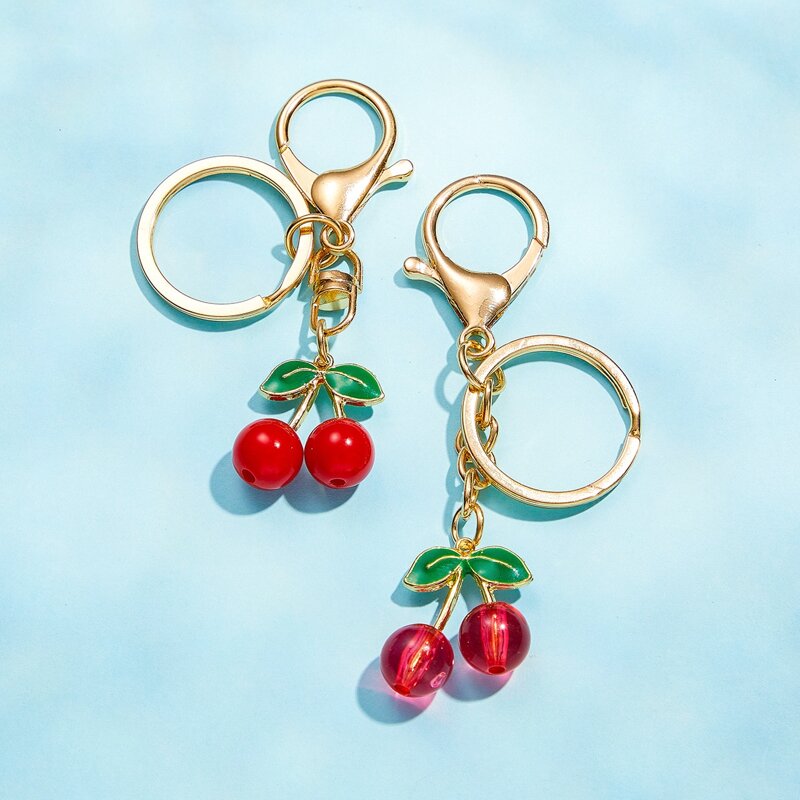 

2pcs Cherry Pendant Keychain, Red