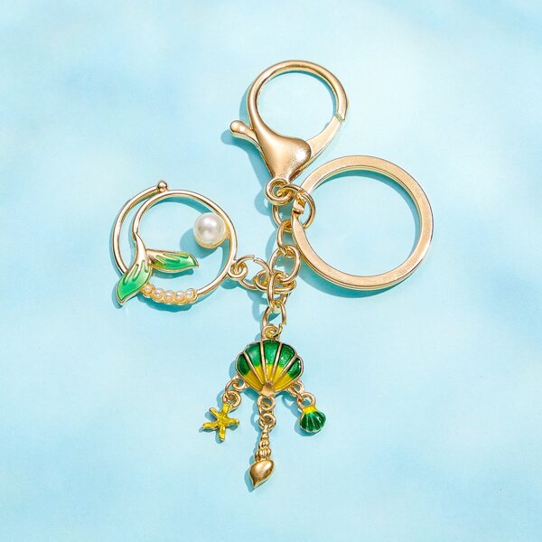 

Shell & Faux Pearl Pendant Keychain, Multicolor