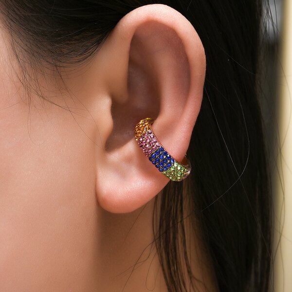 

2pcs Rhinestone Decor Ear Cuff, Multicolor