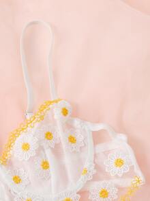 ROMWE 刺綉花卉印花女士性感內衣 - 彩色 - 查看 6