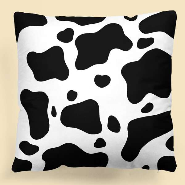 

Kids Cow Pattern Cushion Cover Without Filler, Black and white