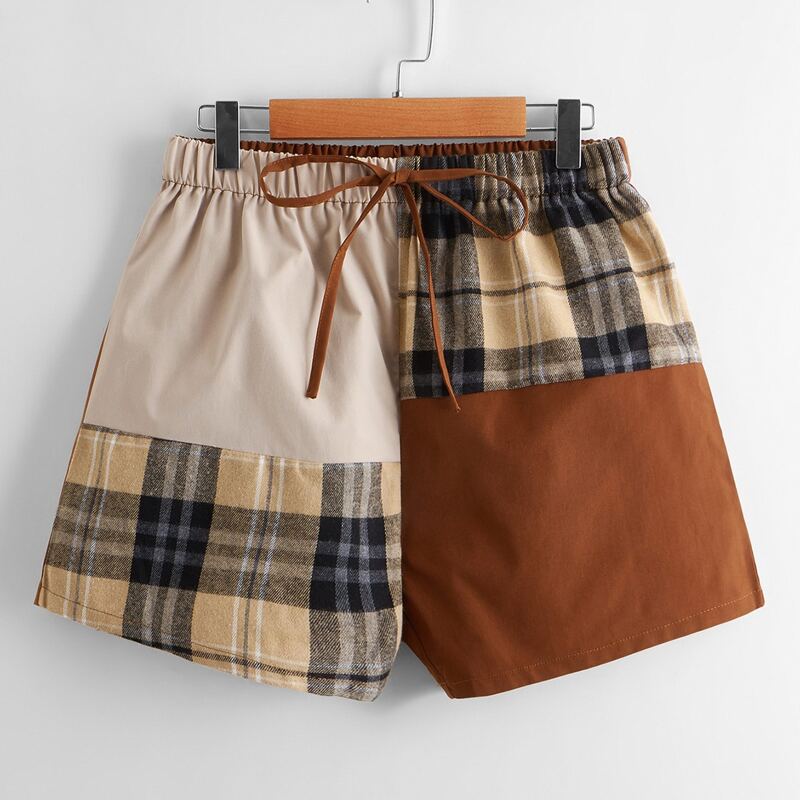 

Contrast Plaid Shorts, Multicolor