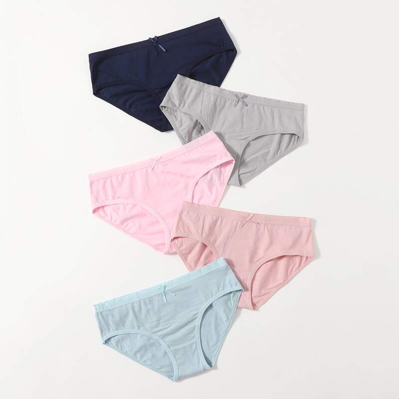 

5pack Solid Bow Panty Set, Multicolor