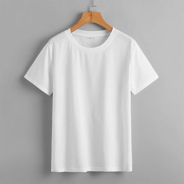 

Solid Round Neck Tee, White