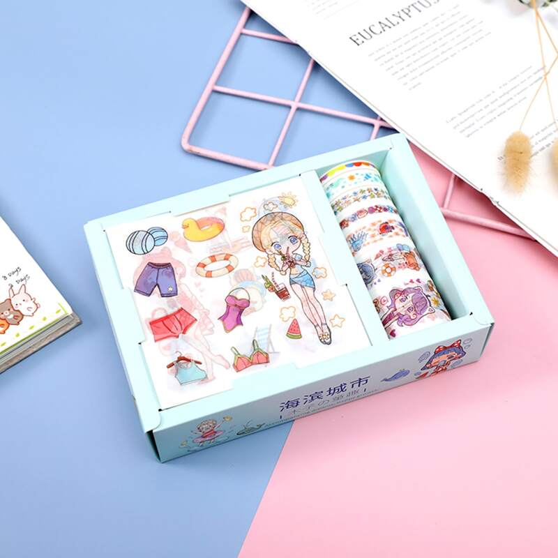 

1box Cartoon Graphic Sticker & Washi Tape, Multicolor
