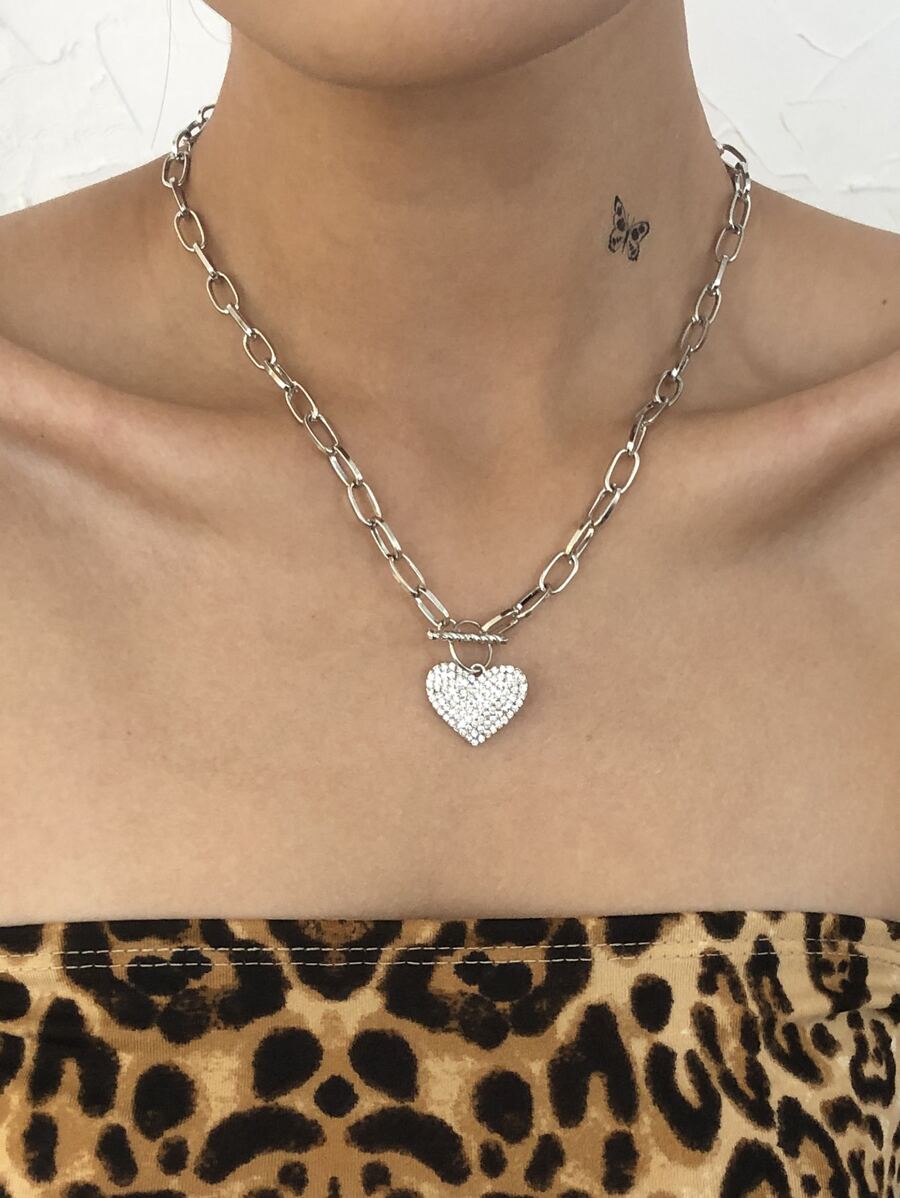 Mydear Vòng cổ quyến rũ trái tim rhinestone