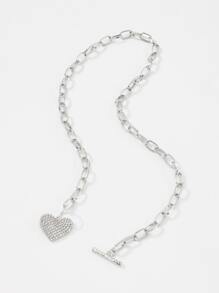 Mydear Vòng cổ quyến rũ trái tim rhinestone - Bạc - Xem 3