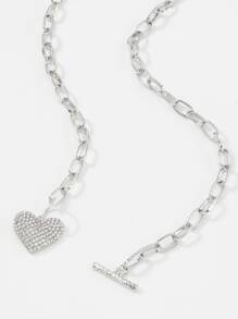 Mydear Vòng cổ quyến rũ trái tim rhinestone - Bạc - Xem 4