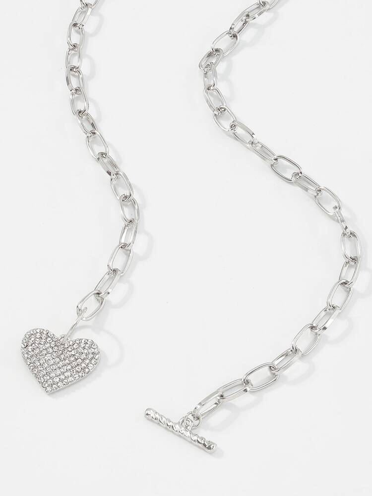 Mydear Vòng cổ quyến rũ trái tim rhinestone - Bạc - Xem 3