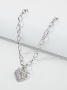 Mydear Vòng cổ quyến rũ trái tim rhinestone - Bạc - Xem 5