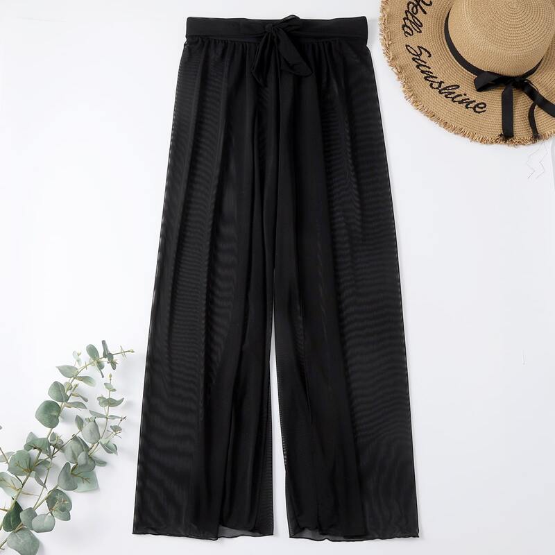 

Split Thigh Sheer Cover Up Pants, Black