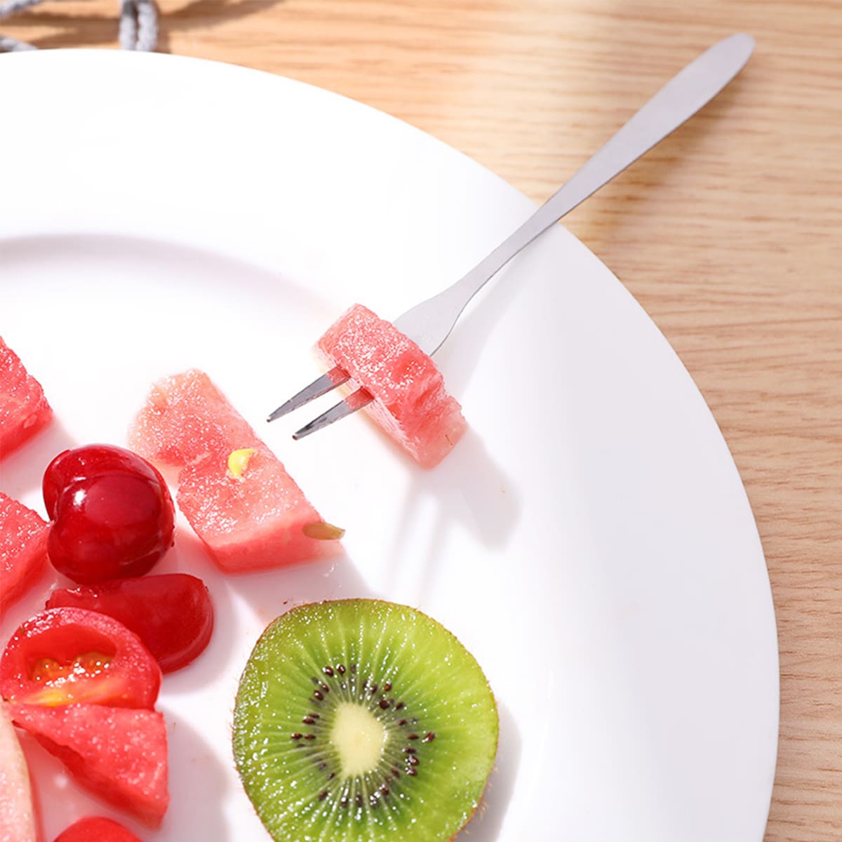 

1pc Stainless Steel Fruit Fork, Silver