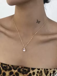 Vòng cổ quyến rũ Rhinestone giọt nước - Hồng - Xem 1