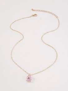 Vòng cổ quyến rũ Rhinestone giọt nước - Hồng - Xem 2