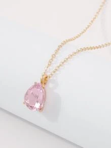 Vòng cổ quyến rũ Rhinestone giọt nước - Hồng - Xem 3