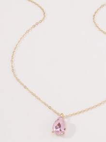 Vòng cổ quyến rũ Rhinestone giọt nước - Hồng - Xem 4