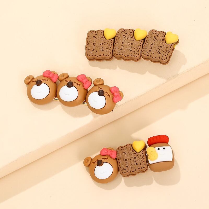 

3pcs Bear Decor Hair Clip, Multicolor