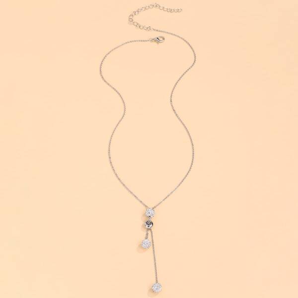 

Rhinestone Ball Charm Necklace, Silver