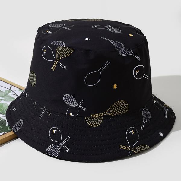

Cartoon Graphic Bucket Hat, Black