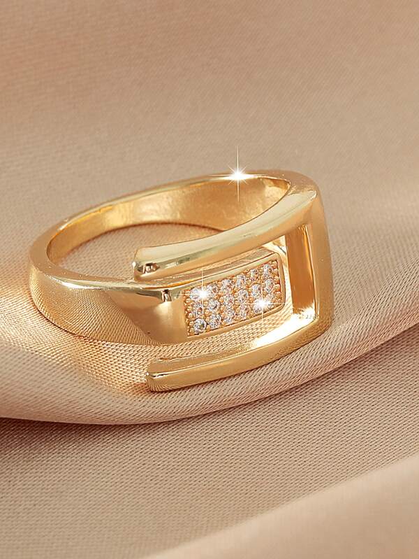 Rhinestone Decor Geometric Design Ring