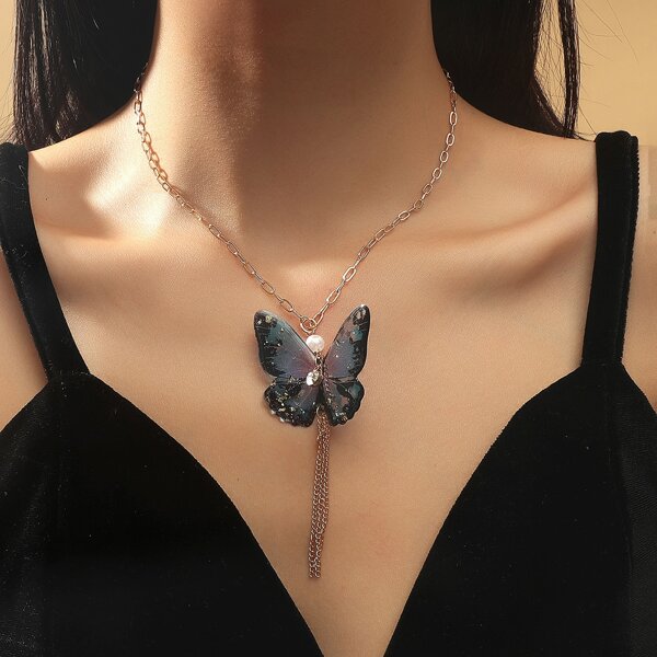 

Butterfly Charm Necklace, Multicolor