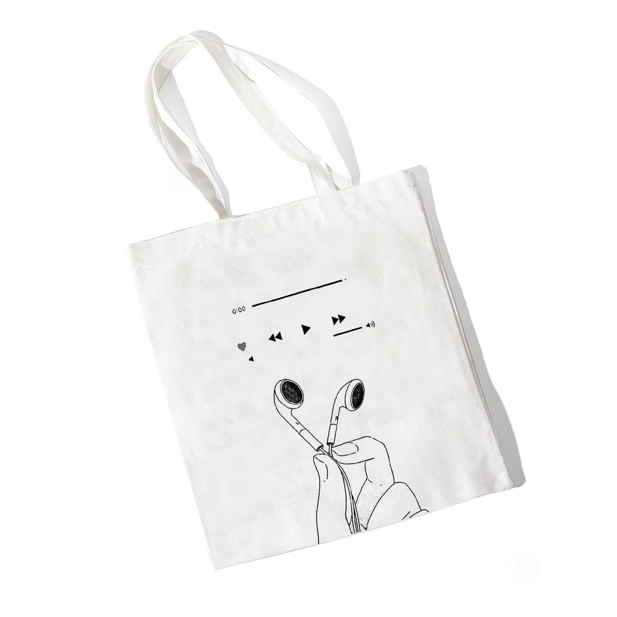 

Earphone Pattern Tote Bag, White