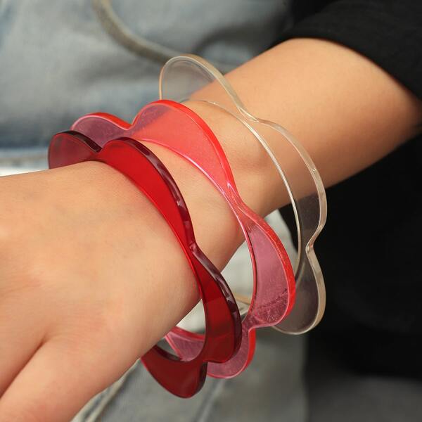 

3pcs Flower Design Bracelet, Multicolor
