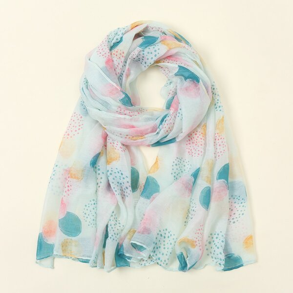 

Round Print Scarf, Multicolor