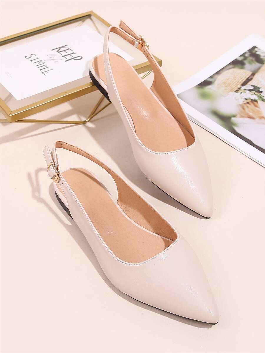 Point Toe Slingback Flats - Baby Pink - View 1