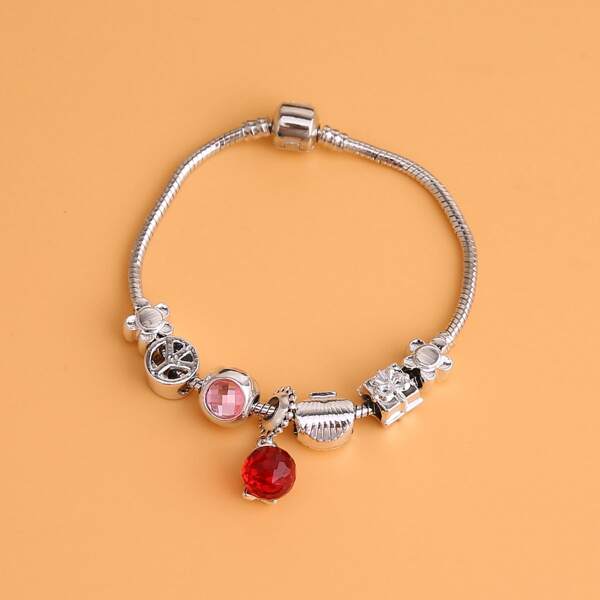 

Flower Decor Bracelet, Silver