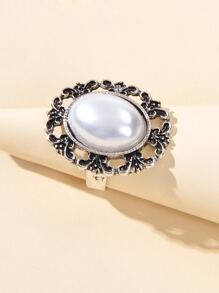 Nhẫn trang trí bằng ngọc trai giả - Màu Bạc Cổ - Xem 2