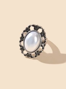 Nhẫn trang trí bằng ngọc trai giả - Màu Bạc Cổ - Xem 3