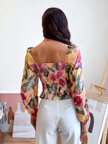 SHEIN Unity Áo sơ mi Viên lá sen Tất cả trên in Boho - Nhiều màu - Xem 2