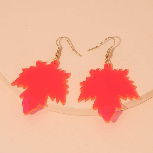 

Leaf Decor Drop Earrings, Red