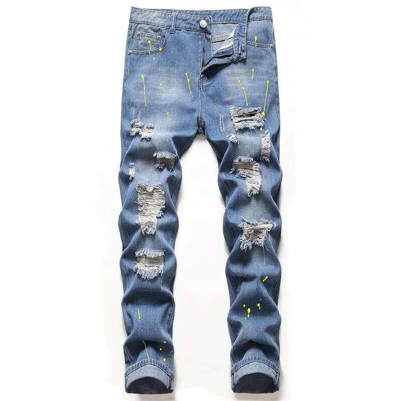 

Guys Graphic Ripped Jeans, Medium wash