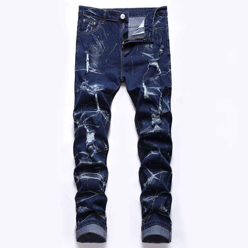 

Guys Graphic Ripped Jeans, Dark wash