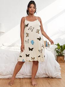 Camisón bajo con fruncido con mariposa - Beis - Ver 3