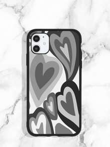 Heart Pattern Phone Case - Black and White - View 1