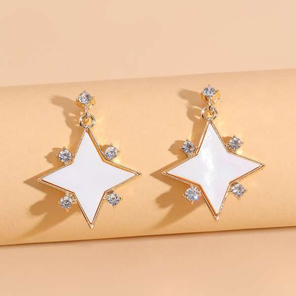 

Rhinestone Decor Drop Earrings, White